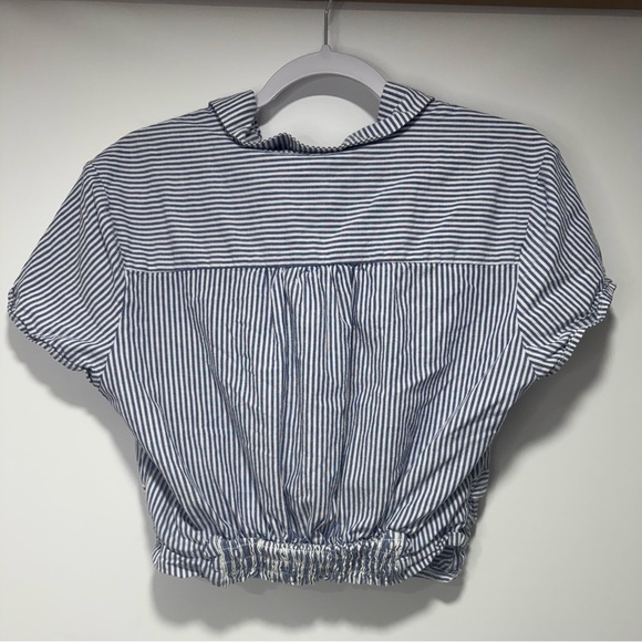 Shinestar Blouse Womens large   Vneck Elastic Short Sleeve 100% Cotton - Picture 9 of 9